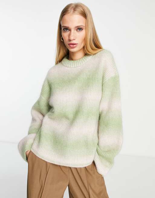 Other Stories wool blend jumper in white and green stripe ASOS