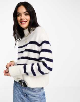 & Other Stories wool blend jumper in white and navy stripe