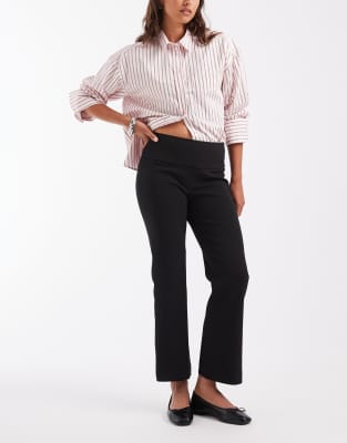 & Other Stories Wool Blend Kick-flare Pants With Clean Waistband And Waist Tie In Black