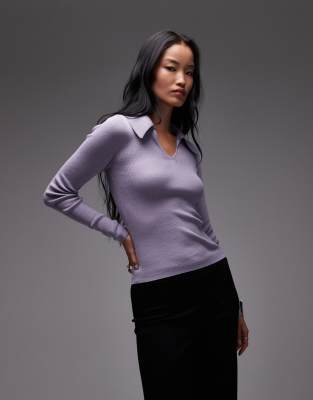 & Other Stories Wool Blend Knitted Top In Purple