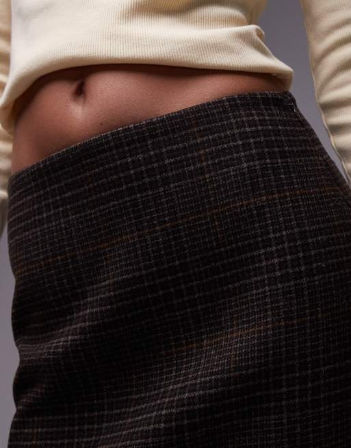& Other Stories wool blend low rise mini skirt in brown check (part of a set), 4 of 5