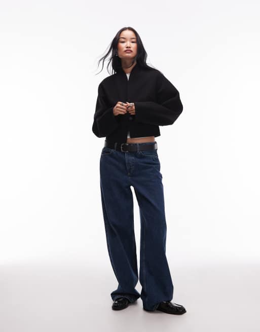 & Other Stories wool blend mock neck jacket in black, 4 of 4