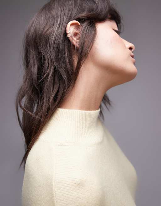 & Other Stories wool blend mock neck jumper in light yellow, 3 of 4