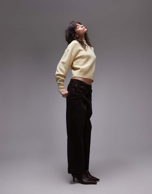 & Other Stories wool blend mock neck sweater in light yellow