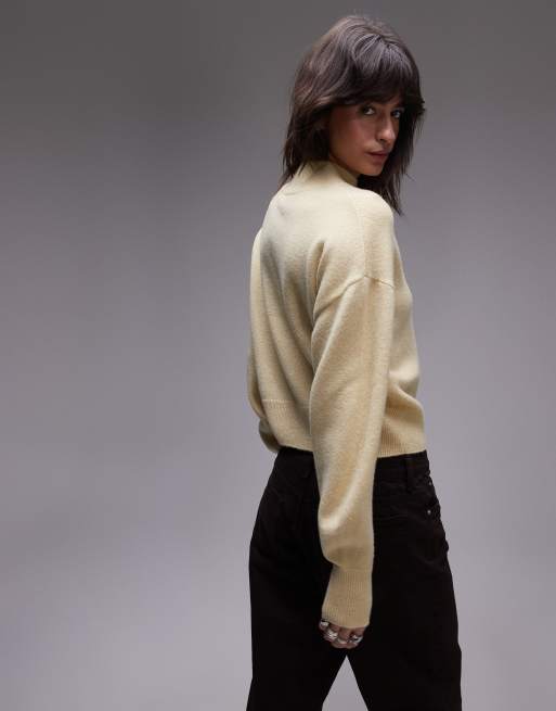 & Other Stories wool blend mock neck sweater in light yellow