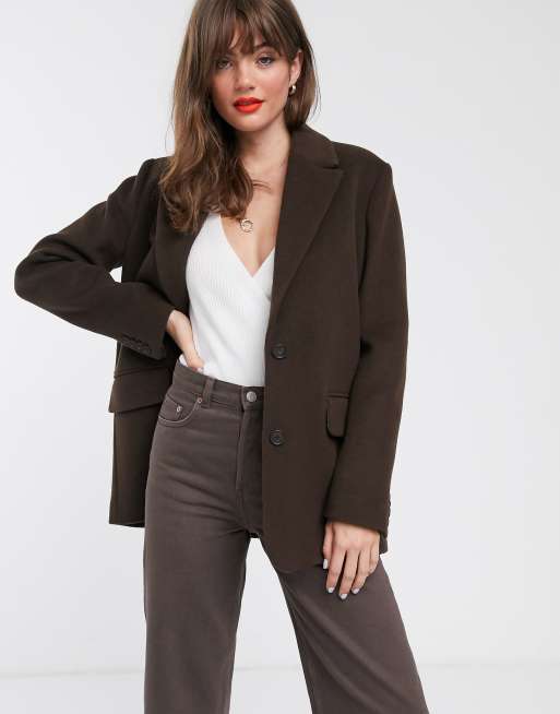 Wool blend hot sale oversized blazer