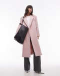 [Other Stories] & Other Stories wool blend oversized midi length coat with asymmetric button detail in pink XS PINK