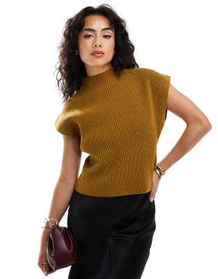 & Other Stories & Other Stories wool blend ribbed knit tank top with dropped armholes and fitted waist detail in brown