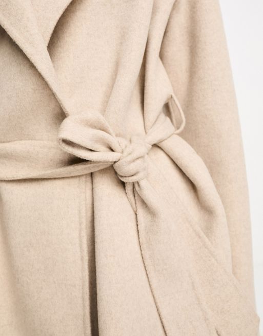  Other Stories wool blend short belted coat in beige
