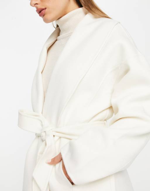 White wool wrap outlet coat