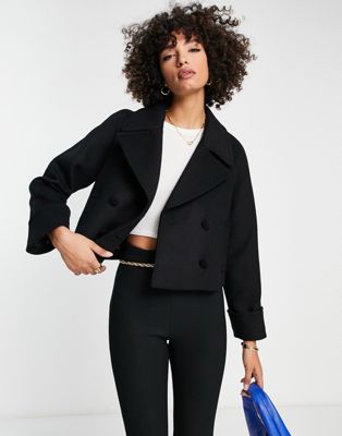 OTHER STORIES & OTHER STORIES WOOL BLEND SHORT JACKET IN BLACK