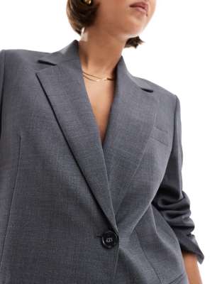 & Other Stories Wool Blend Single Breasted Blazer In Gray