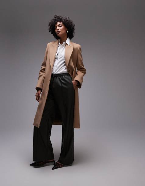 & Other Stories wool blend single breasted midaxi coat with twisted side seams in beige - view 1