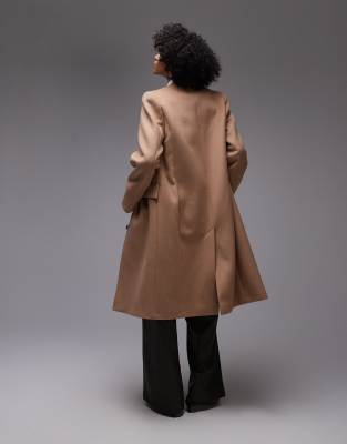 & Other Stories Wool Blend Single Breasted Midaxi Coat With Twisted Side Seams In Brown