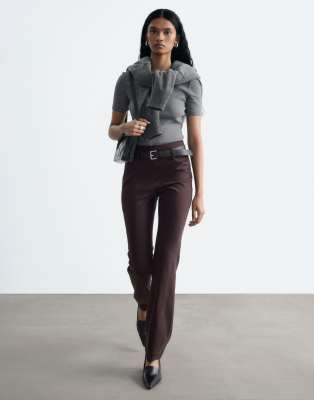 & Other Stories Wool Blend Slim Leg Pants In Burgundy