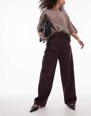 & Other Stories Wool Blend Tailored Pants With Barrel Leg In Red