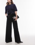 [Other Stories] & Other Stories wool blend tailored wide leg pants in black 34 BLACK