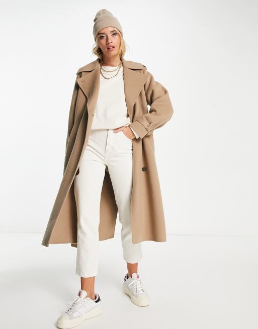 Belted wool blend hot sale coat other stories