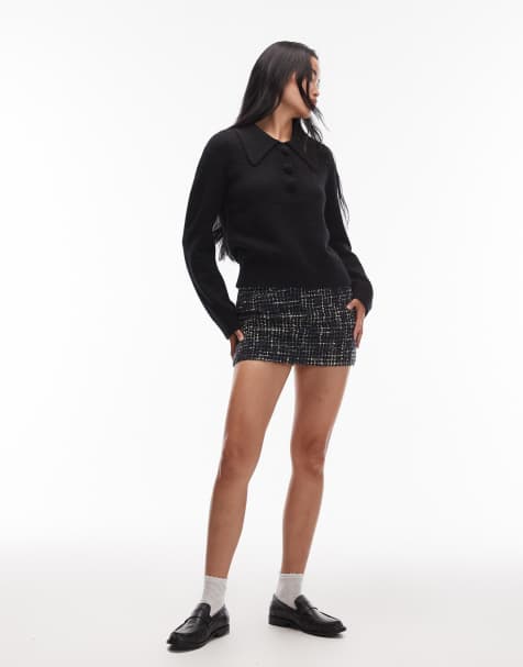 & Other Stories wool blend tweed mini skirt in blue black tone - view 1