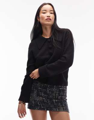 & Other Stories Wool Blend Tweed Mini Skirt In Black