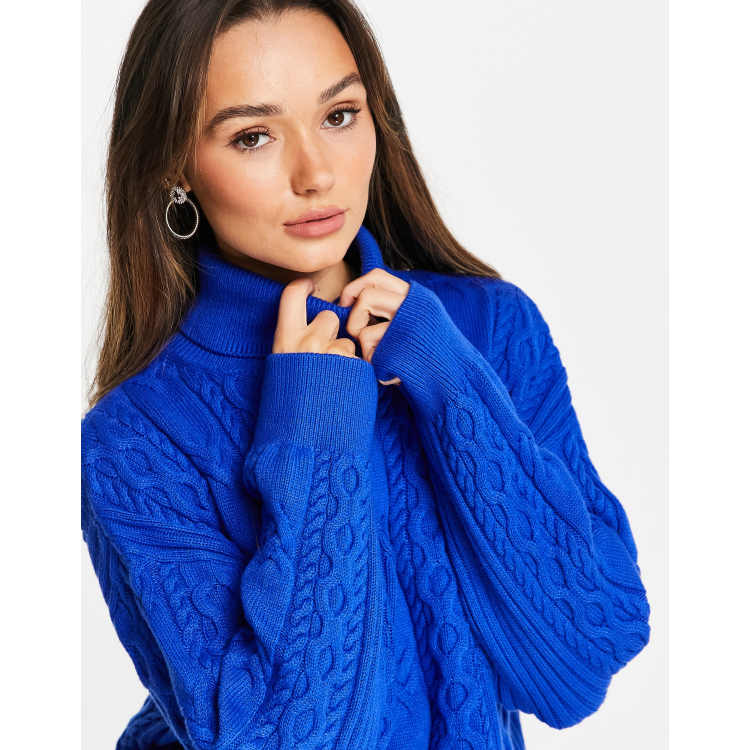 Royal blue 2024 cable knit sweater