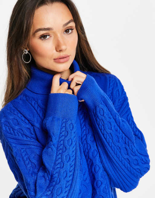 Blue cable knit jumper sale