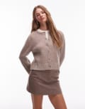 [Other Stories] & Other Stories wool cardigan in beige with contrast tonal cuff-Neutral L BEIGE
