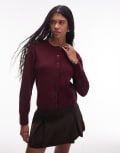 [Other Stories] & Other Stories wool cardigan with button front in burgundy-Red M BURGUNDY