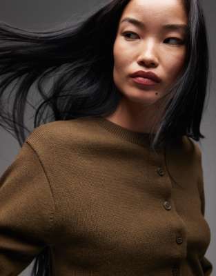& Other Stories Wool Cardigan With Button Front In Brown