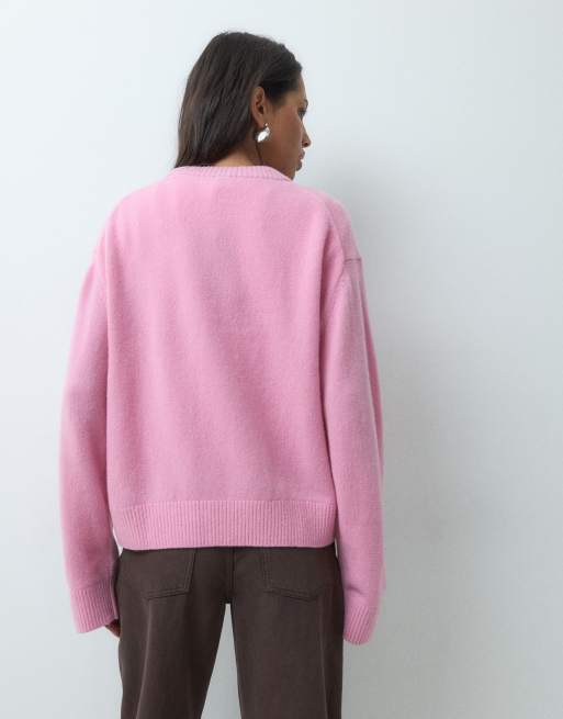 & Other Stories wool & cotton blend crew neck jumper in light pink, 5 of 5