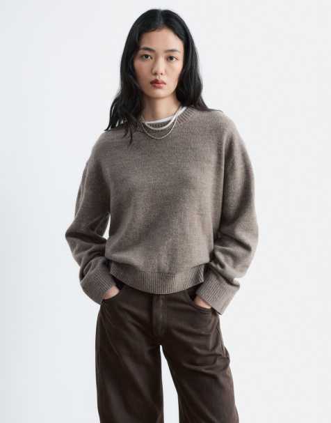 & Other Stories wool & cotton blend crew neck jumper in mocha - view 1