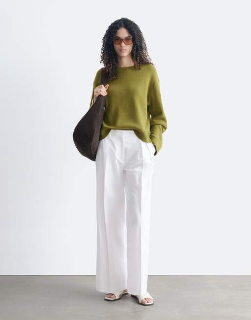 & Other Stories wool & cotton blend crew neck sweater in avocado, 2 of 4