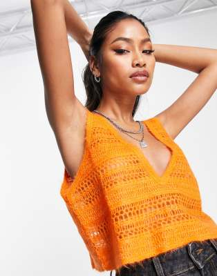 & Other Stories wool crochet vest in orange