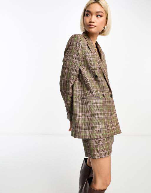 Wool check hot sale blazer womens