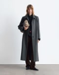 [Other Stories] & Other Stories wool double breasted cropped coat in navy pin stripe L grey