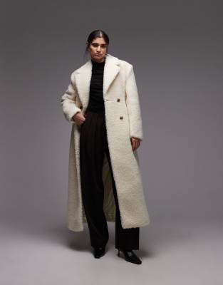 & Other Stories Wool Double Breasted Maxi Coat In White