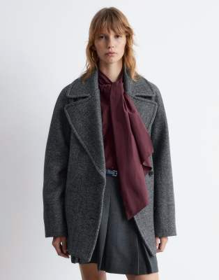 & Other Stories Wool Herringbone Short Coat In Gray