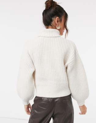 white balloon sleeve jumper