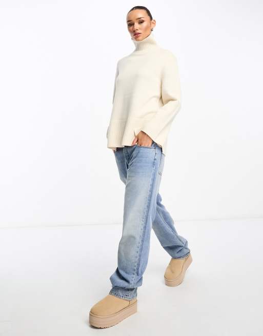 & Other Stories wool high neck oversize jumper in white | ASOS