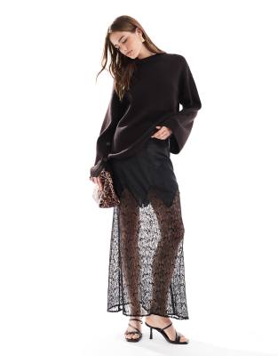 & Other Stories wool knit sweater with button sleeve detail in brown - view 1