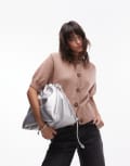 [Other Stories] & Other Stories wool knitted cardigan with puff short sleeves in soft beige-Neutral S Soft beige