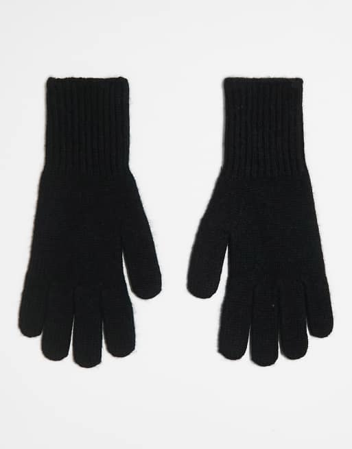 & Other Stories wool knittted gloves in black