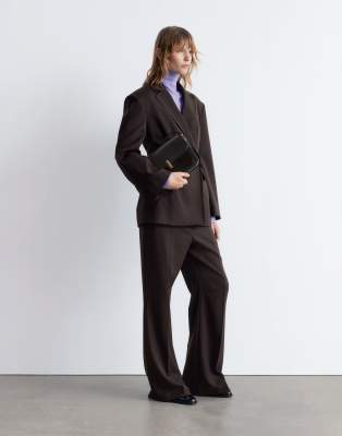 & Other Stories Wool Look Double Breasted Blazer In Brown