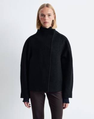 & Other Stories Wool Look Mock Neck Short Jacket In Blue