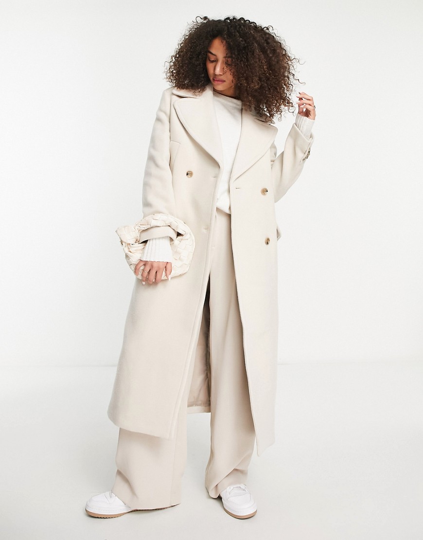 & Other Stories wool maxi coat in beige-Neutral