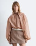 [Other Stories] & Other Stories wool mini skirt in brown herringbone check 40 Brown check