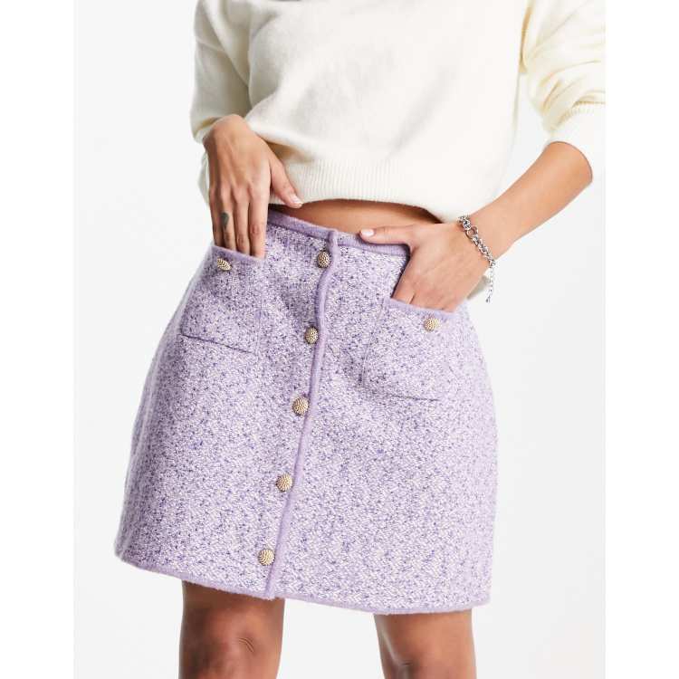 & Other Stories wool mini skirt with gold buttons in lilac - part of a set 