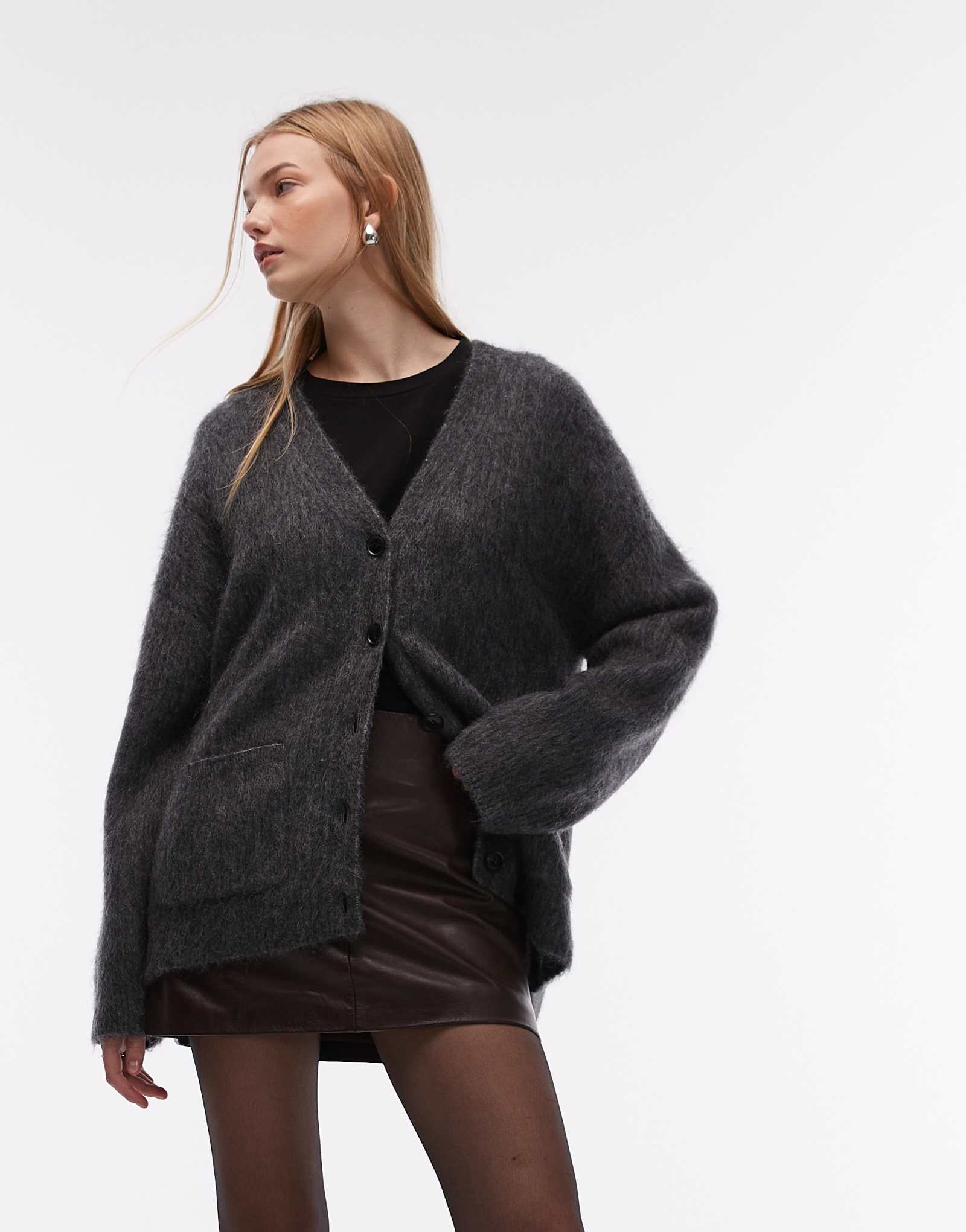 Кардиган из смеси шерсти и других материалов серого цвета