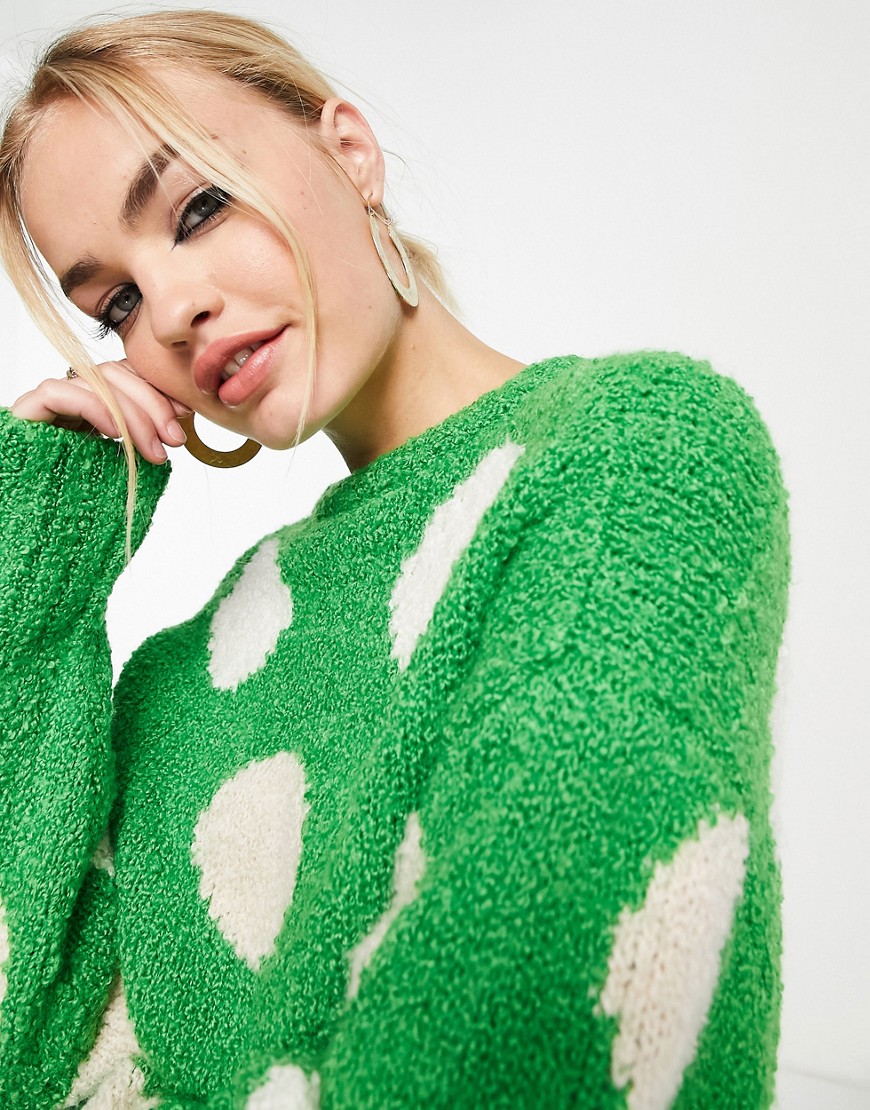& Other Stories wool mix sweater in green spot print