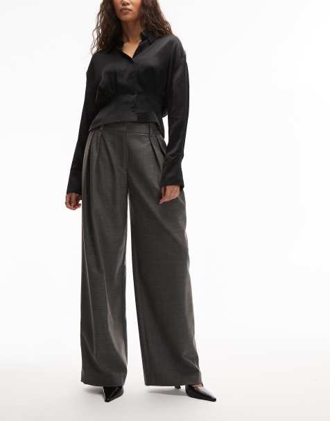 & Other Stories wool mix tailored trousers with front pleat in dark grey - view 1